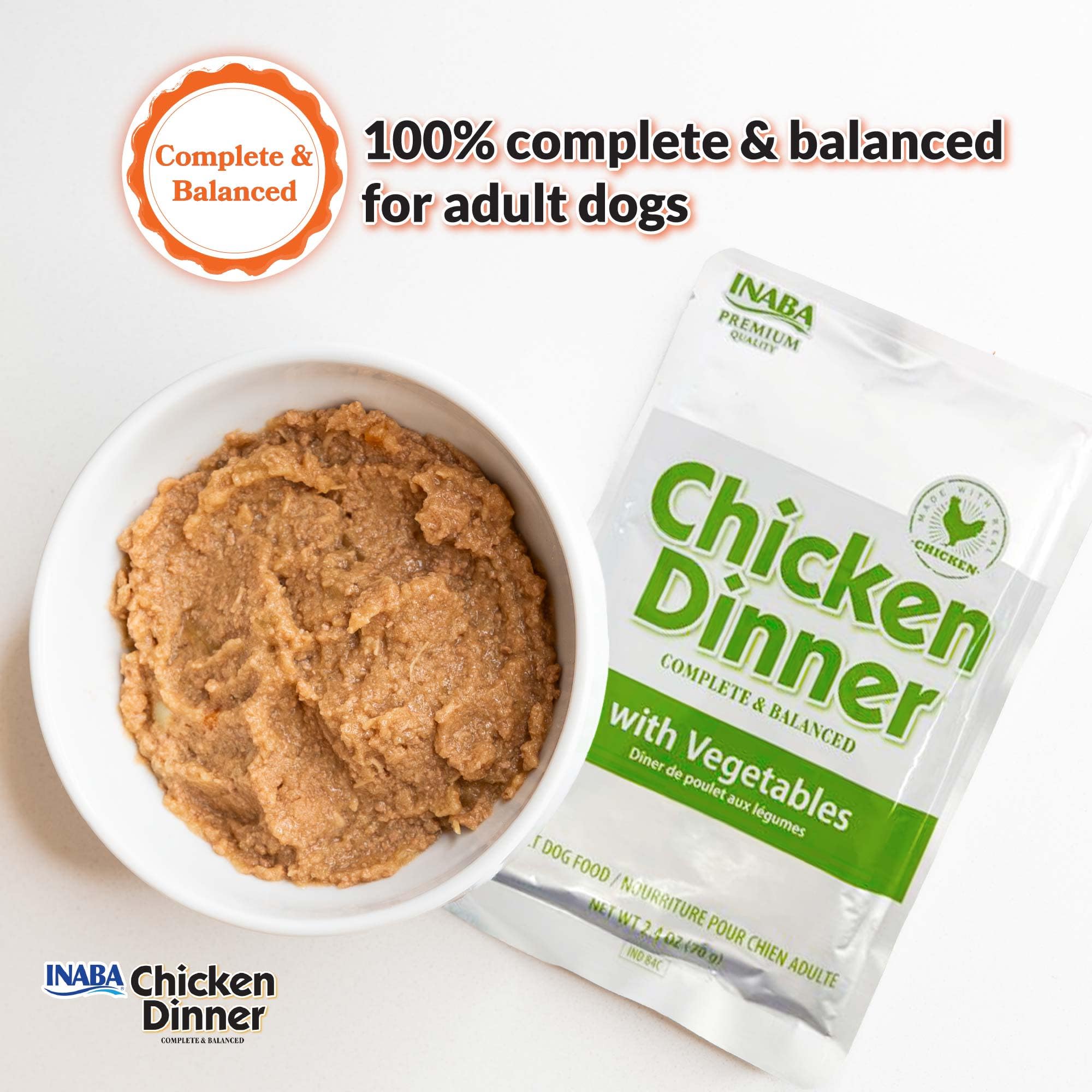 INABA Chicken Dinner for Dogs, Soft Pate Wet Dog Food, Complete & Balanced, 2.4 oz. Pouch, 15 Pouches, Beef & Vegetables Variety - Image 4