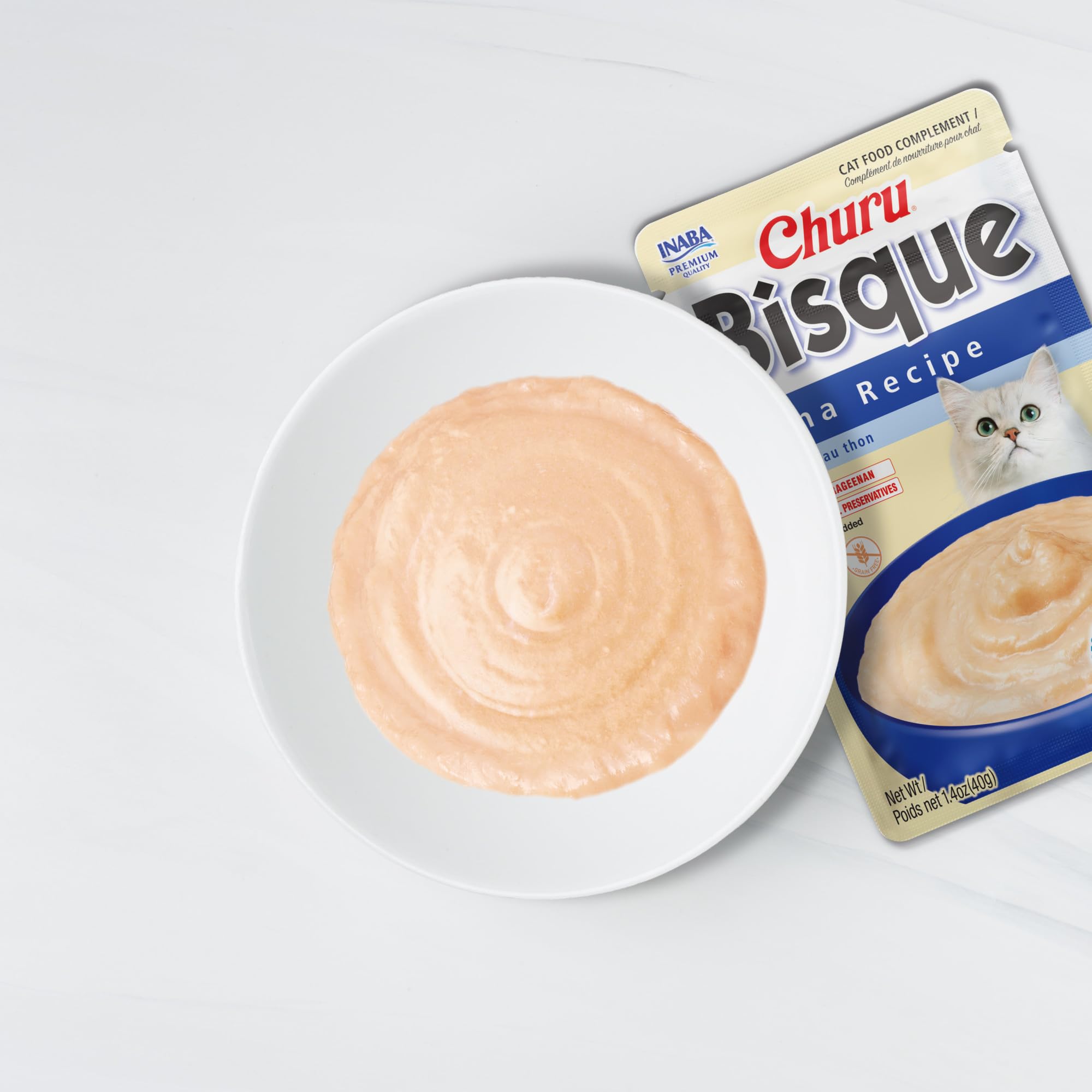 INABA Churu Bisque for Cats, Creamy Lickable Purée Side Dish with Vitamin E, 1.4 Ounces per Pouch, 12 Pouches, Tuna Recipe - Image 6