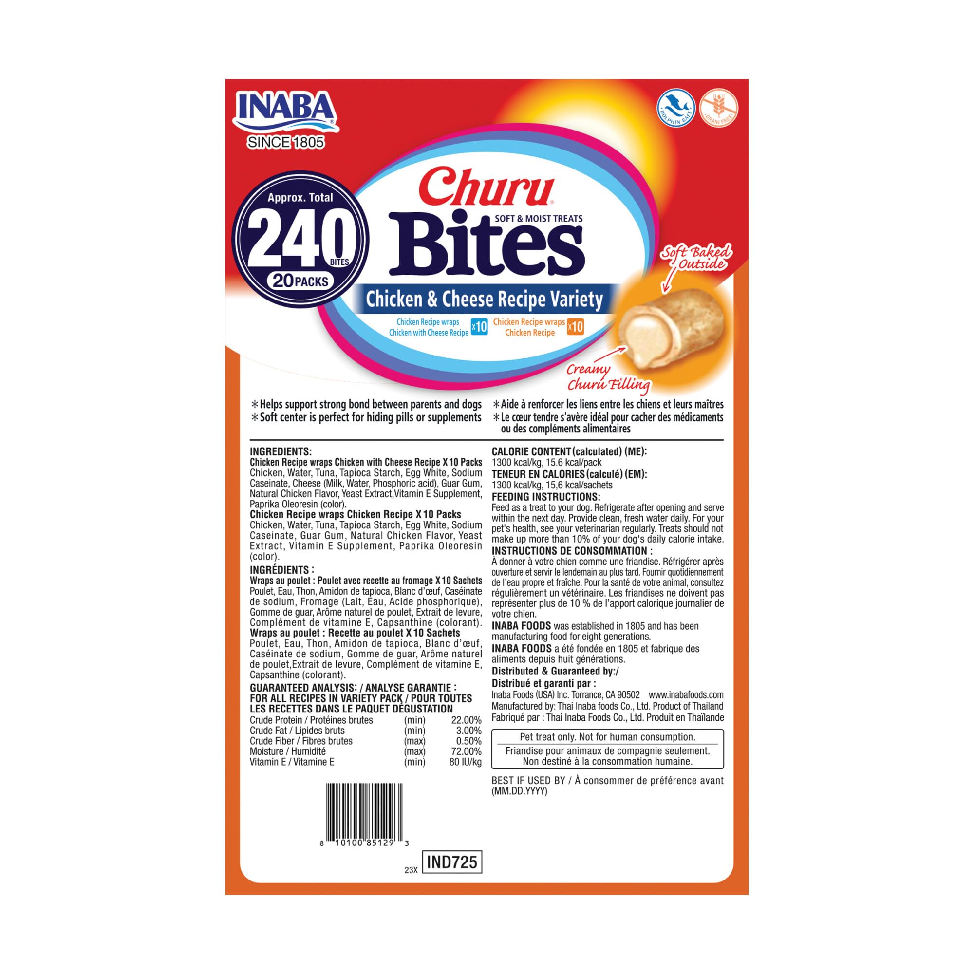 INABA Churu Bites for Dogs, Soft & Chewy Dog Treats with Vitamin E, 0.42 Ounces Each Tube, 20 Tubes, Chicken & Cheese Variety Box - Image 8