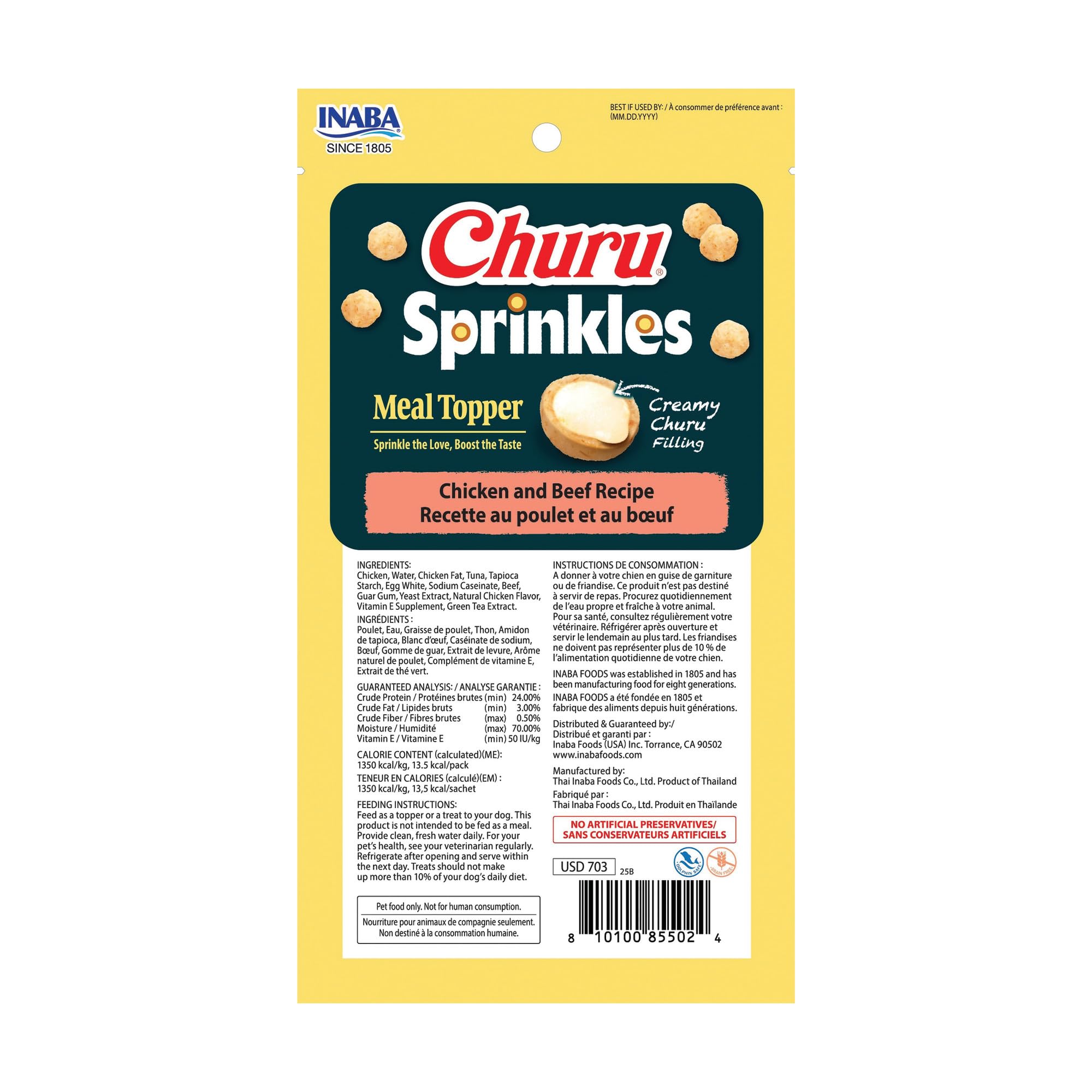 INABA Churu Sprinkles for Dog, Soft & Chewy Churu Filled Dog Meal Toppers with Vitamin E and Green Tea Extract, 1.05 oz. per Pack, 18 Packs Total, Chicken and Beef Recipe - Image 8