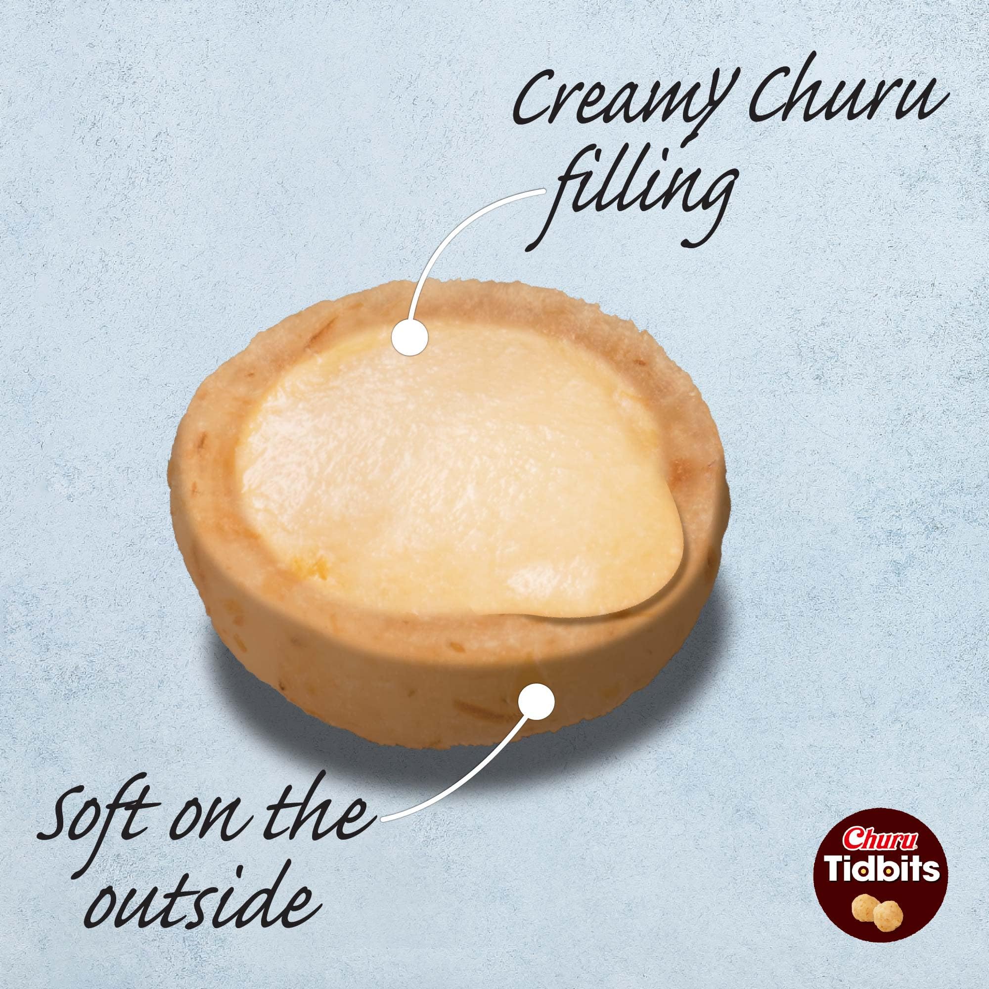 INABA Churu Tidbits for Cats, Soft & Chewy Churu Filled, Baked Chicken Cat Treats with Taurine & Green Tea Extract, 0.42oz per Pack, 8 Packs Total, Tuna Recipe - Image 3